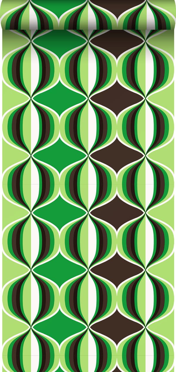 Sanders & Sanders tapet retromotiv grönt - 935230 - 53 cm x 10,05 m