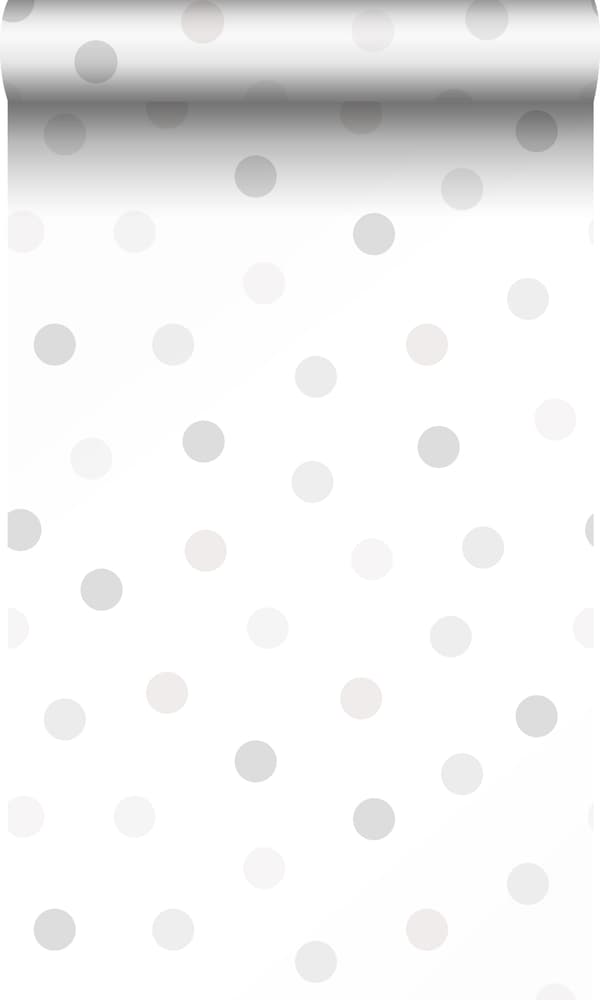 Origin Wallcoverings tapet polkaprickar ljust krämfärgat, varm ljusgrått och glänsande silvergrått 53 cm x 10,05 m