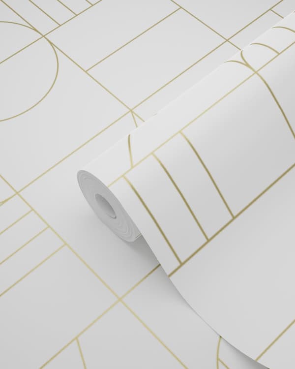 ESTAhome tapet art deco vitt och guld 0,53 x 10,05 m