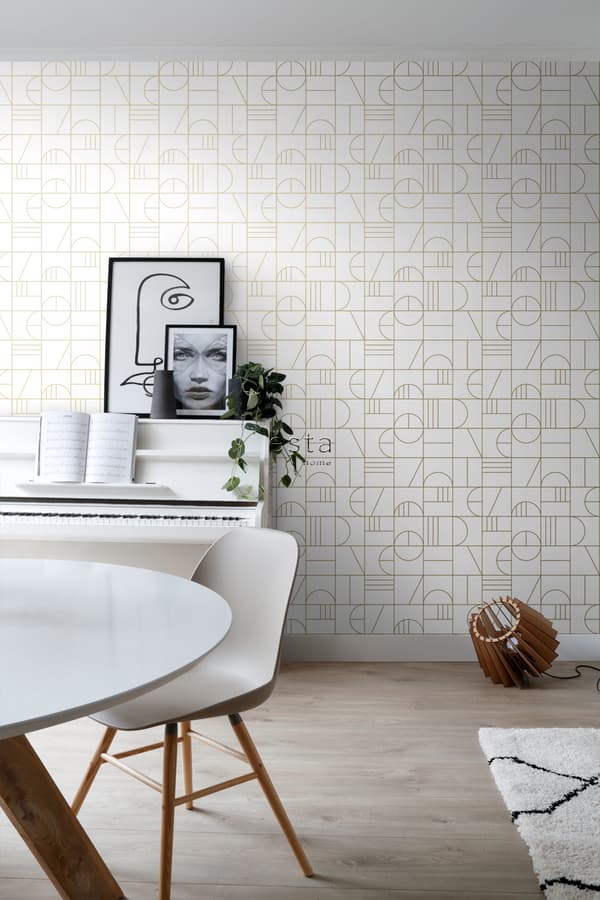 ESTAhome tapet art deco vitt och guld 0,53 x 10,05 m