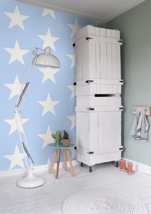 ESTAhome tapet stjärnor ljusblått 53 cm x 10,05 m