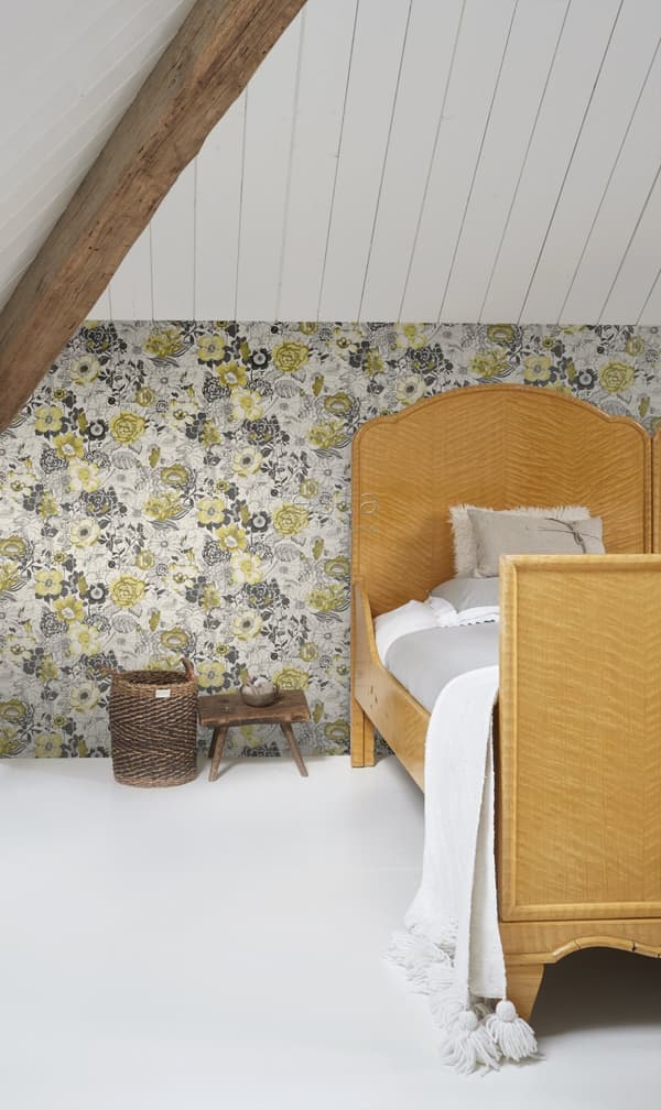 ESTAhome tapet blomster okkergult og beige 53 cm x 10,05 m