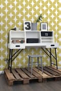 Miniatyrbillede 4 af 5: ESTAhome tapet grafisk motiv okkergult og hvidt 0,53 x 10,05 m