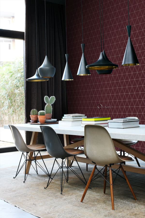 Origin Wallcoverings tapet grafiska trianglar rött 0,53 x 10,05 m