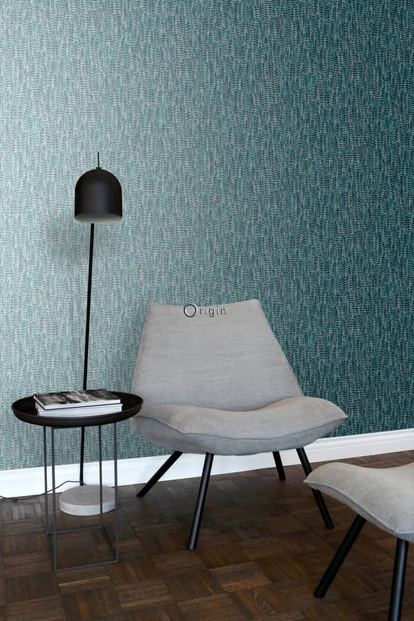 Origin Wallcoverings tapet fjädrar havsgrönt 53 cm x 10,05 m