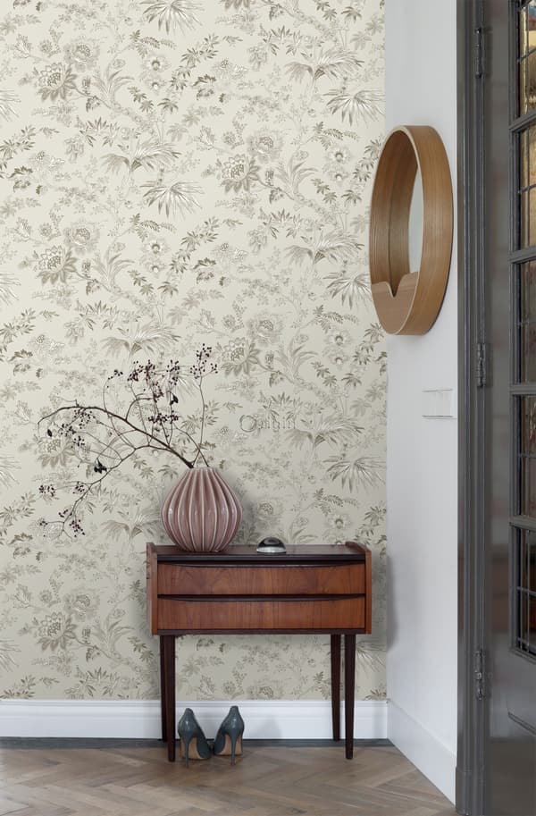 Origin Wallcoverings tapet blommor lergrått 53 cm x 10,05 m