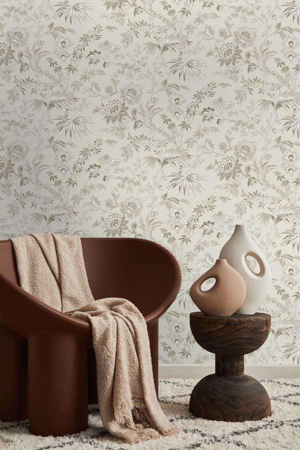 Origin Wallcoverings tapet blommor lergrått 53 cm x 10,05 m