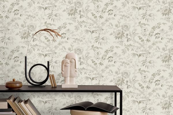 Origin Wallcoverings tapet blommor lergrått 53 cm x 10,05 m