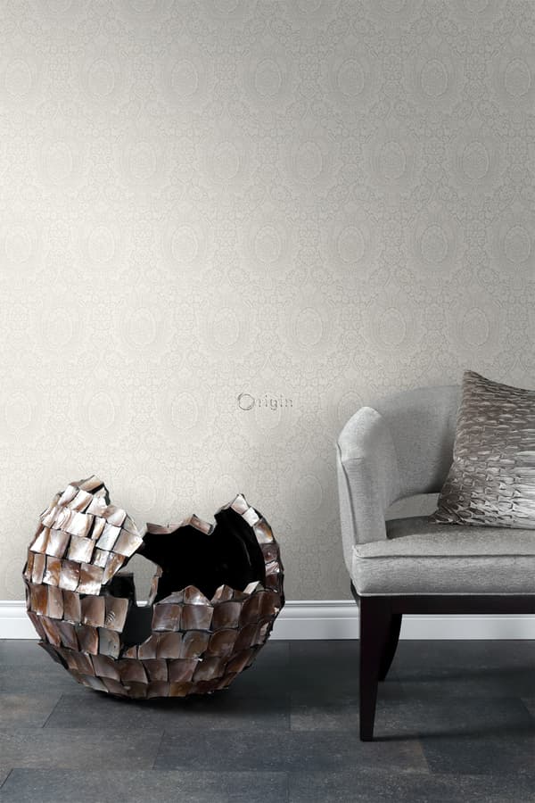 Origin Wallcoverings tapet ornament glänsande beige 53 cm x 10,05 m