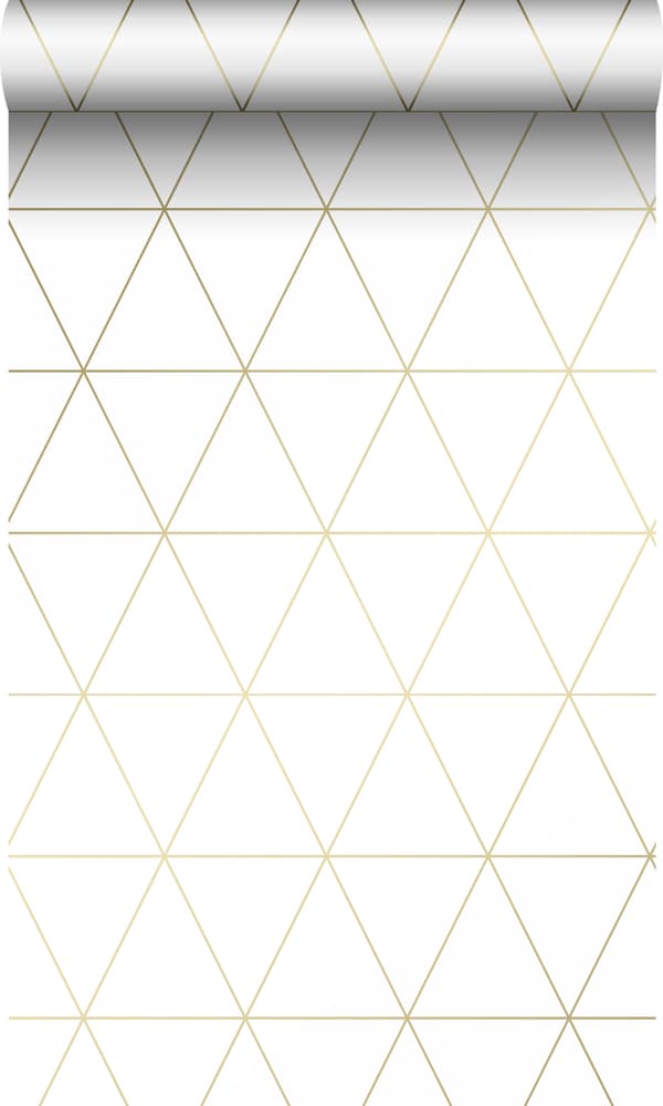 Origin Wallcoverings tapet grafiska trianglar vitt och guld 0,53 x 10,05 m