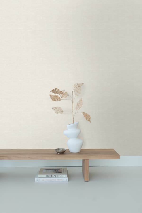 ESTAhome tapet enfärgad med linnetextilstruktur ljust krämfärgat 53 cm x 10,05 m