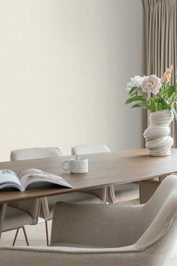 ESTAhome tapet enfärgad med linnetextilstruktur ljust krämfärgat 53 cm x 10,05 m