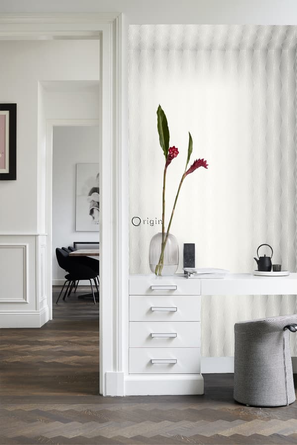 Origin Wallcoverings tapet grafisk tryk skinnende hvid 53 cm x 10,05 m