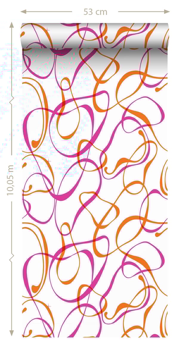 Sanders & Sanders tapet grafiska cirklar orange och rosa - 935211 - 53 cm x 10,05 m