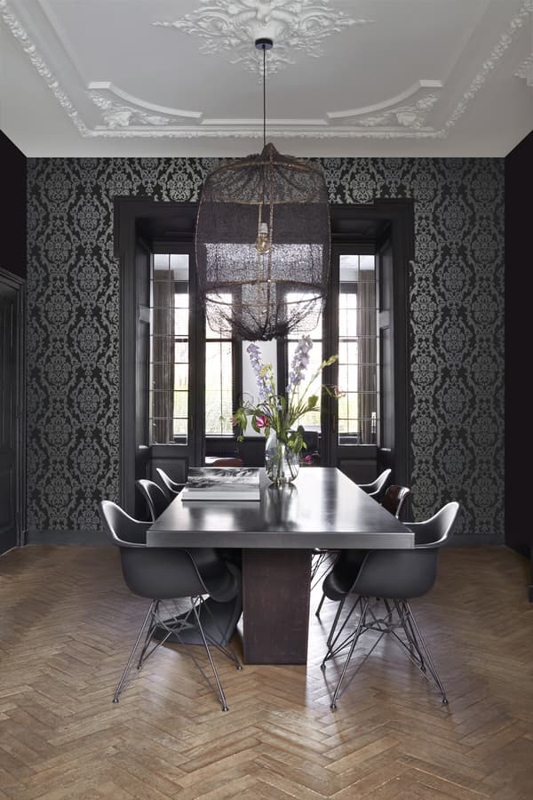 Origin Wallcoverings tapet ornament sort og skinnende bronze 53 cm x 10,05 m
