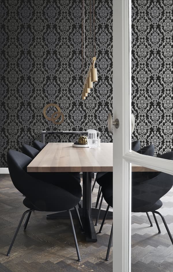 Origin Wallcoverings tapet ornament sort og skinnende bronze 53 cm x 10,05 m