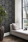 Miniatyrbillede 6 af 8: Origin Wallcoverings tapet ornament sort og skinnende bronze 53 cm x 10,05 m