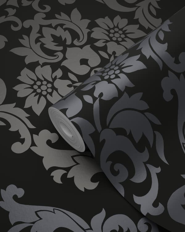Origin Wallcoverings tapet ornament sort og skinnende bronze 53 cm x 10,05 m