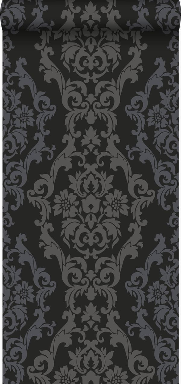 Origin Wallcoverings tapet ornament sort og skinnende bronze 53 cm x 10,05 m