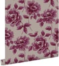 Miniatyrbillede 1 af 8: ESTAhome tapet akvarelmalede roser aubergine lilla og mulvarpegråt 53 cm x 10,05 m