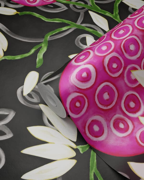 Origin Wallcoverings tapet magnolia svart och rosa 53 cm x 10,05 m