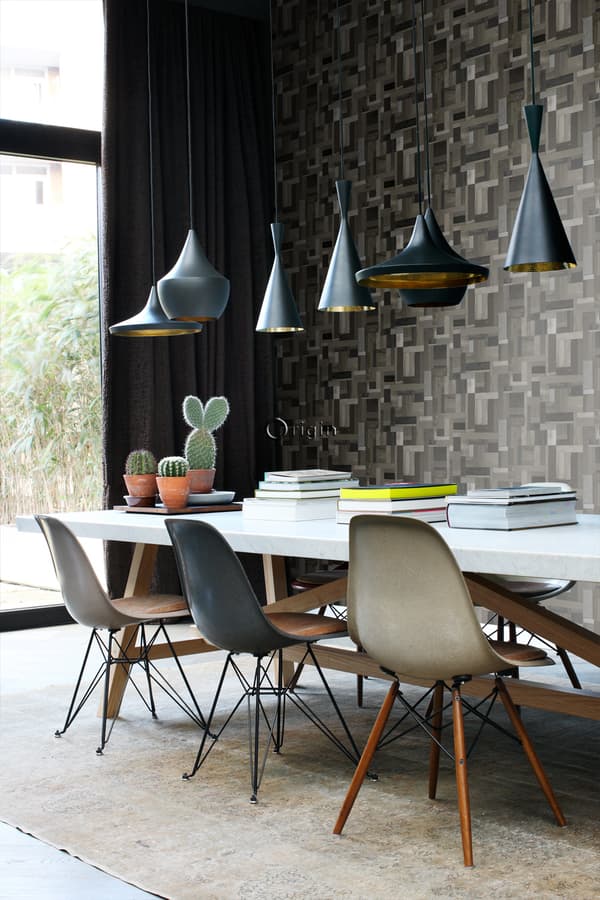 Origin Wallcoverings tapet træstumper plankemotiv sort og gråt 53 cm x 10,05 m