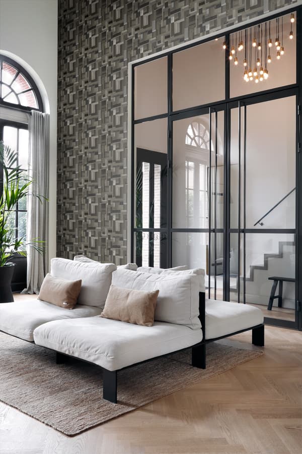 Origin Wallcoverings tapet træstumper plankemotiv sort og gråt 53 cm x 10,05 m