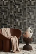 Miniatyrbillede 7 af 8: Origin Wallcoverings tapet træstumper plankemotiv sort og gråt 53 cm x 10,05 m
