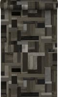 Miniatyrbillede 1 af 8: Origin Wallcoverings tapet træstumper plankemotiv sort og gråt 53 cm x 10,05 m