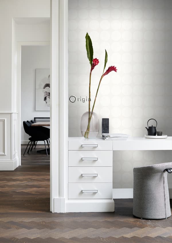 Origin Wallcoverings tapet stora slitna rundlar gräddvitt 53 cm x 10,05 m