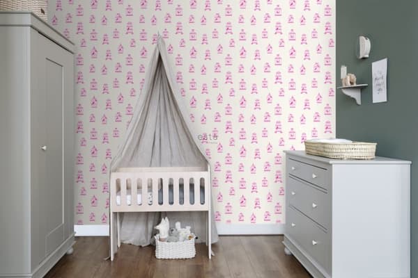 ESTAhome tapet fågelkorg rosa 53 cm x 10,05 m