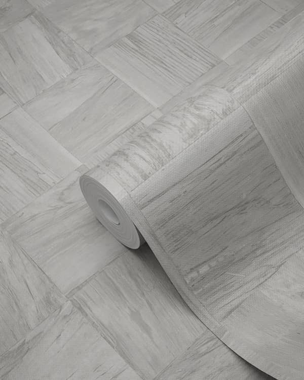 Origin Wallcoverings tapet firkantede stykker af træstumper lysegråt 53 cm x 10,05 m