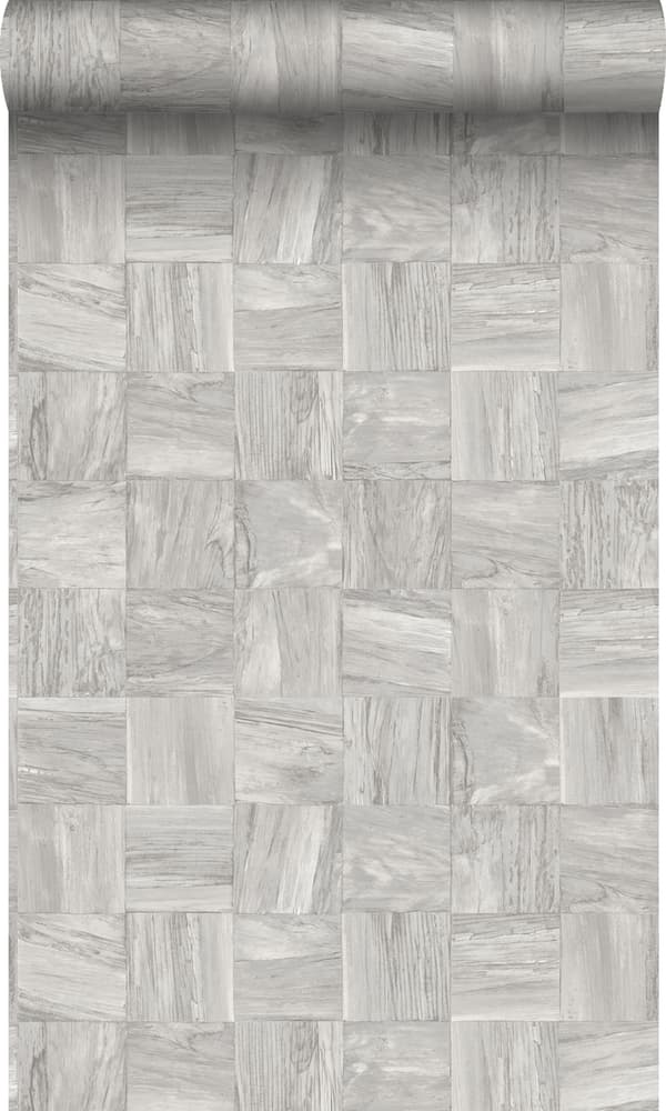 Origin Wallcoverings tapet firkantede stykker af træstumper lysegråt 53 cm x 10,05 m