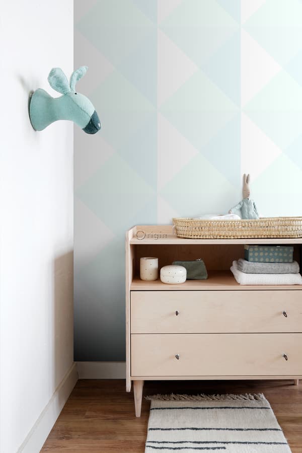 Origin Wallcoverings tapet stora trianglar matt vitt och mintgrönt 53 cm x 10,05 m