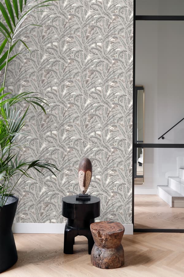 Origin Wallcoverings tapet palmblad lergrått - 347439 - 53 cm x 10,05 m