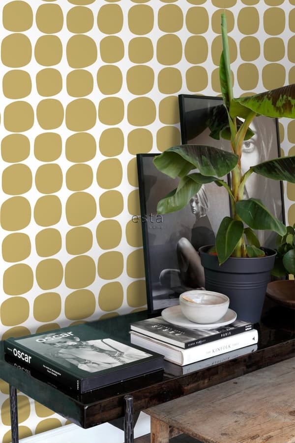 ESTAhome tapet grafiskt motiv ockra och vitt 0,53 x 10,05 m