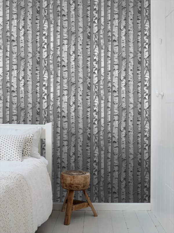 ESTAhome tapet björkstammar mullvadsgrått och varm ljusgrått 53 cm x 10,05 m