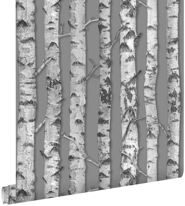 ESTAhome tapet björkstammar mullvadsgrått och varm ljusgrått 53 cm x 10,05 m