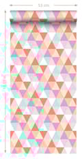 Miniatyrbild 8 av 8: ESTAhome tapet trianglar rosa, turkost och korallrött 53 cm x 10,05 m