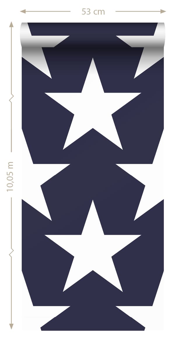 Sanders & Sanders tapet stjärnor marinblått - 935256 - 53 cm x 10,05 m