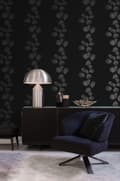 Miniatyrbillede 7 af 8: Origin Wallcoverings tapet blade sort og sølv 53 cm x 10,05 m