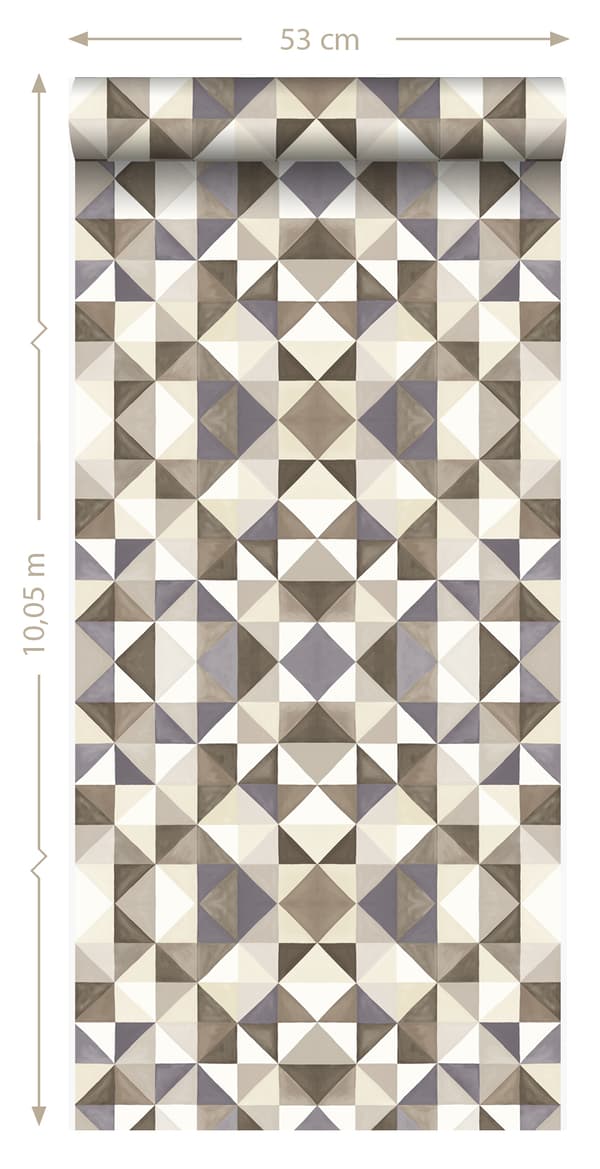 Origin Wallcoverings tapet kubism brunt och beige 53 cm x 10,05 m