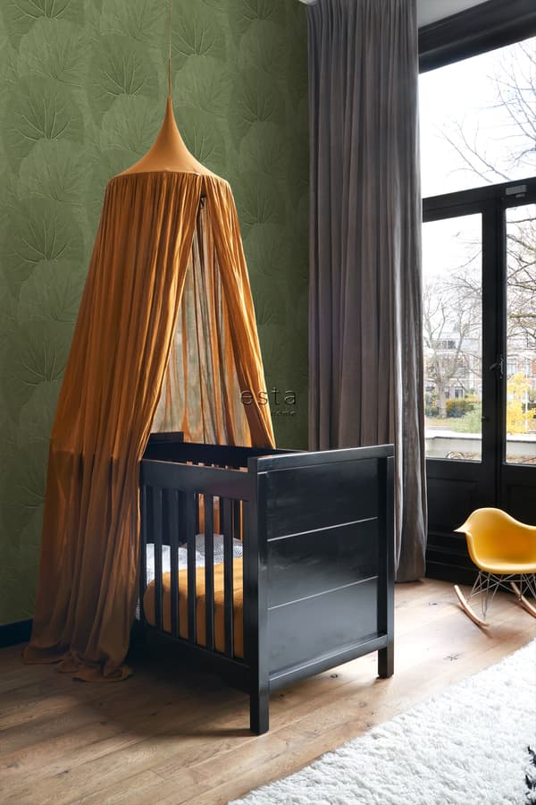 ESTAhome tapet store blade olivengrønt - 138995 - 0,53 x 10,05 m