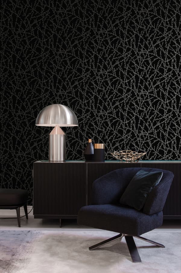 Origin Wallcoverings tapet blommande grenar matt svart och grått 53 cm x 10,05 m