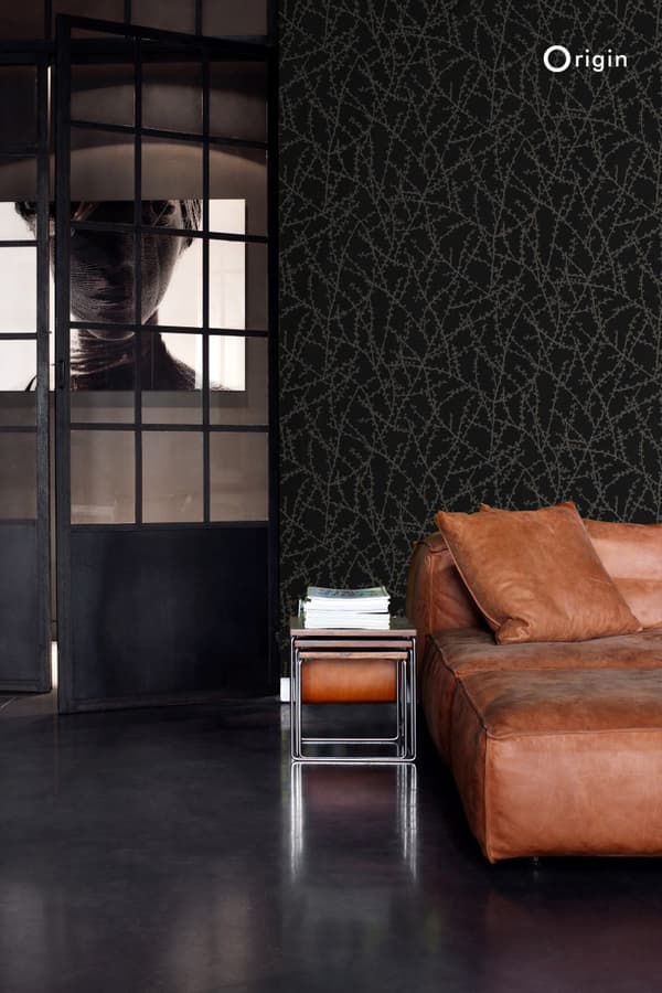 Origin Wallcoverings tapet blommande grenar matt svart och grått 53 cm x 10,05 m