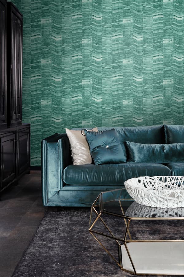 Origin Wallcoverings tapet siscksackränder av skiktad marmor smaragdgrönt 53 cm x 10,05 m