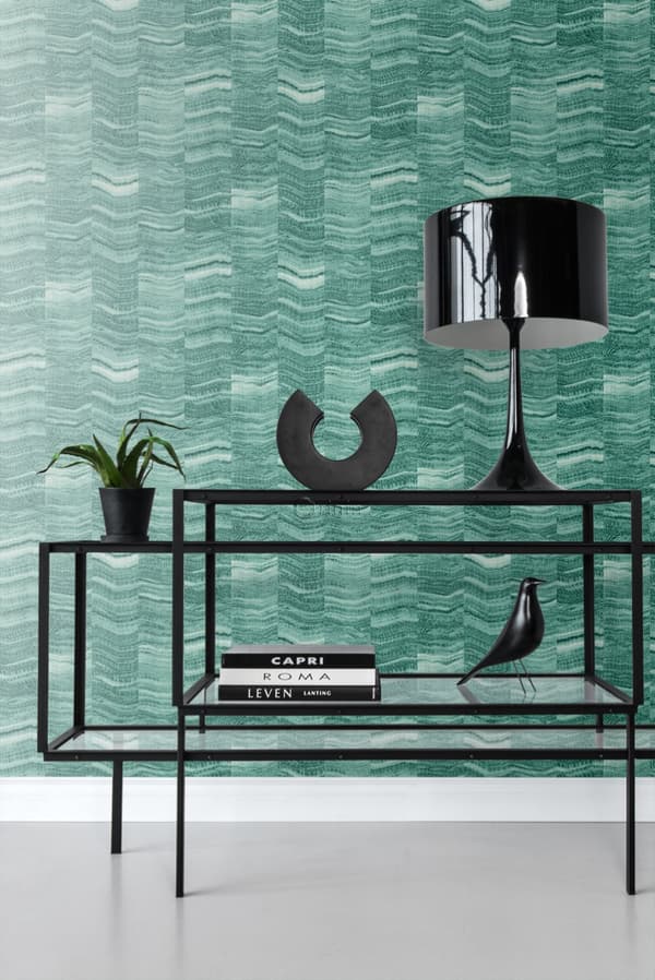 Origin Wallcoverings tapet siscksackränder av skiktad marmor smaragdgrönt 53 cm x 10,05 m