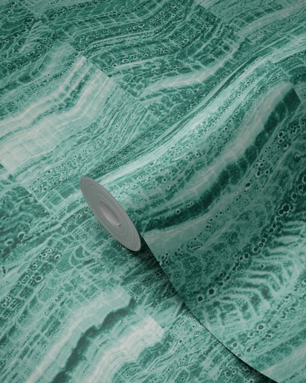 Origin Wallcoverings tapet siscksackränder av skiktad marmor smaragdgrönt 53 cm x 10,05 m
