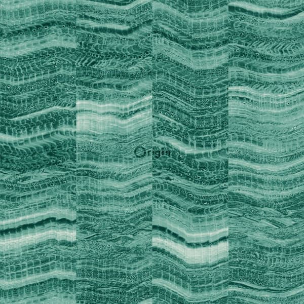 Origin Wallcoverings tapet siscksackränder av skiktad marmor smaragdgrönt 53 cm x 10,05 m