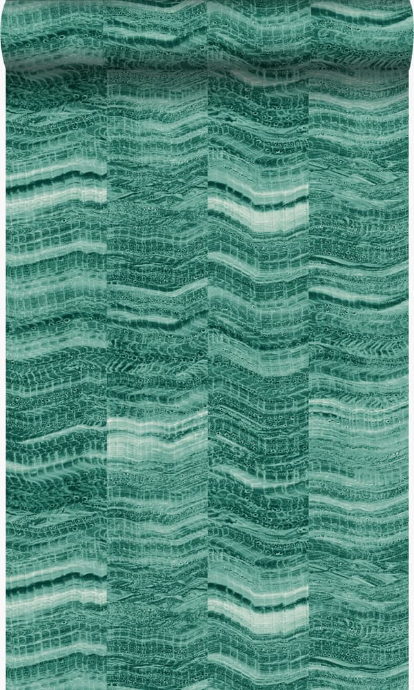 Origin Wallcoverings tapet siscksackränder av skiktad marmor smaragdgrönt 53 cm x 10,05 m